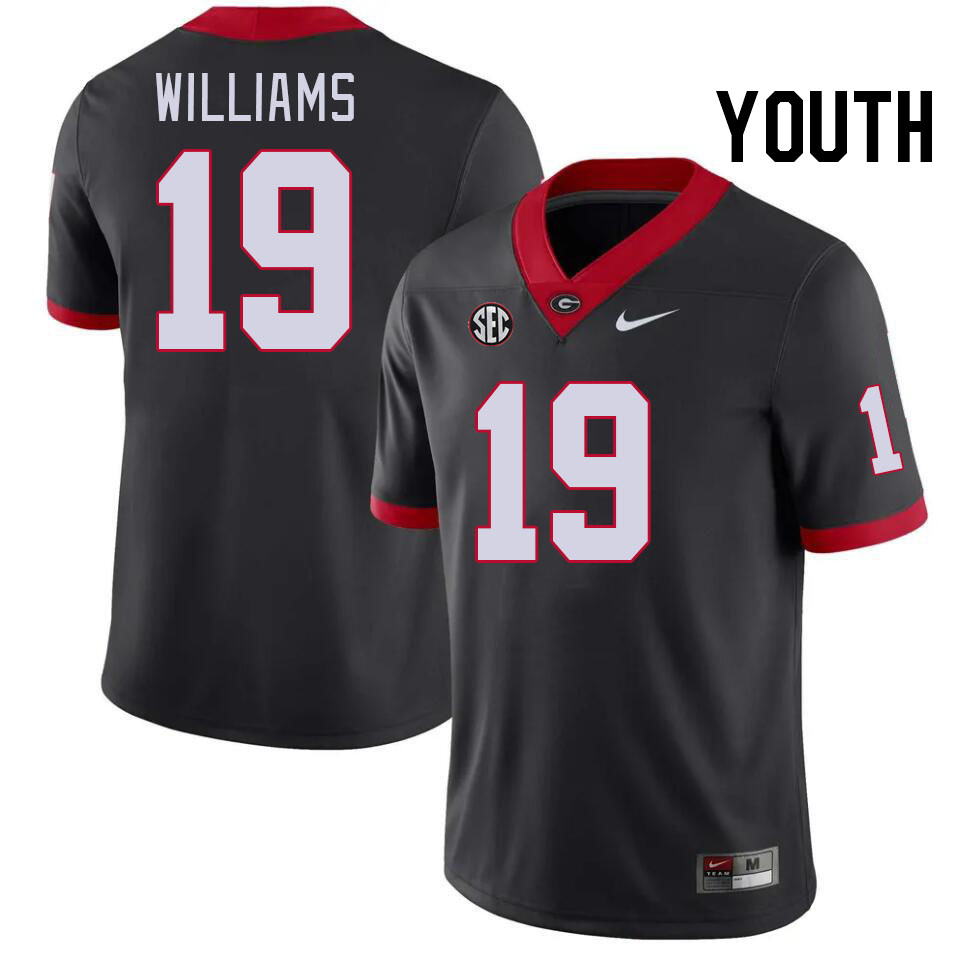 Youth #19 Justin Williams Georgia Bulldogs College Football Jerseys Stitched-Black